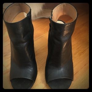 Black margiela booties with black wooden heel